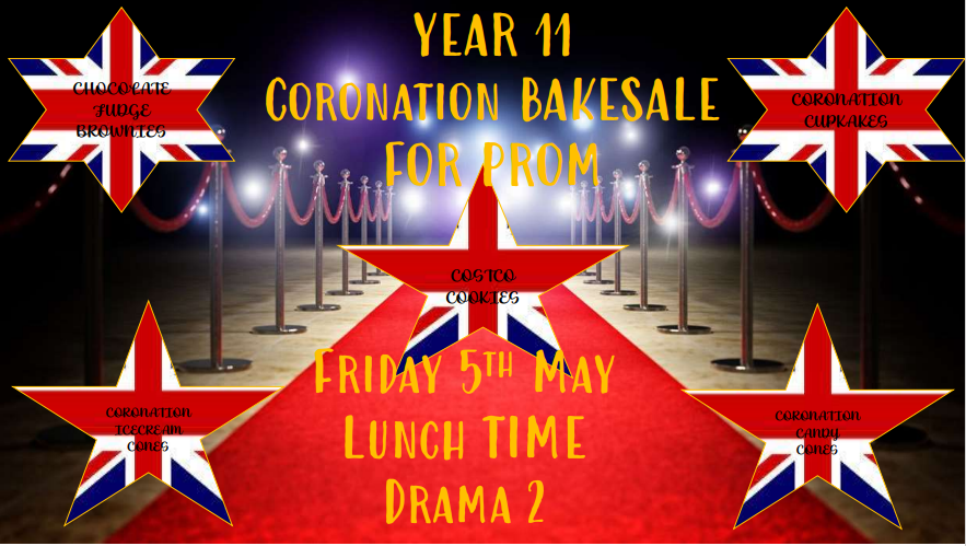 SEACHS1961's tweet photo. Our Y11 students have are holding a Coronation Cake sale tomorrow!  There will be Coronation Cupcakes and God Save the King cakes to celebrate the big event! https://t.co/lMXpGeysyX