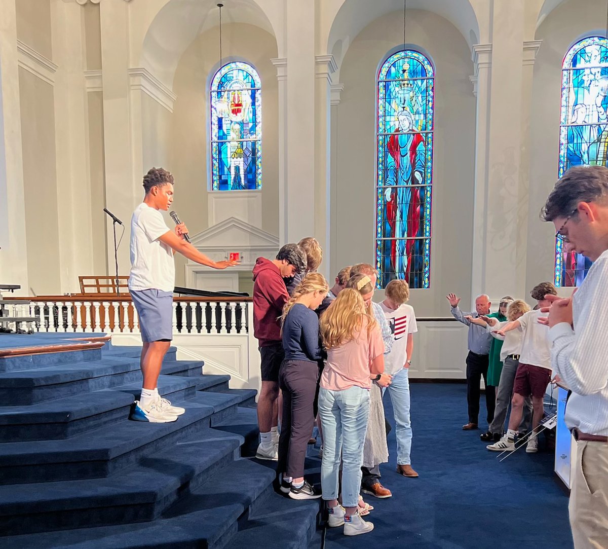 Today is the National Day of Prayer, a reminder that despite the challenges facing our country and our world, we know we can turn to God in prayer and ask for His wisdom, guidance, and protection 🙏 📷 Our high school students pray over a beloved teacher.