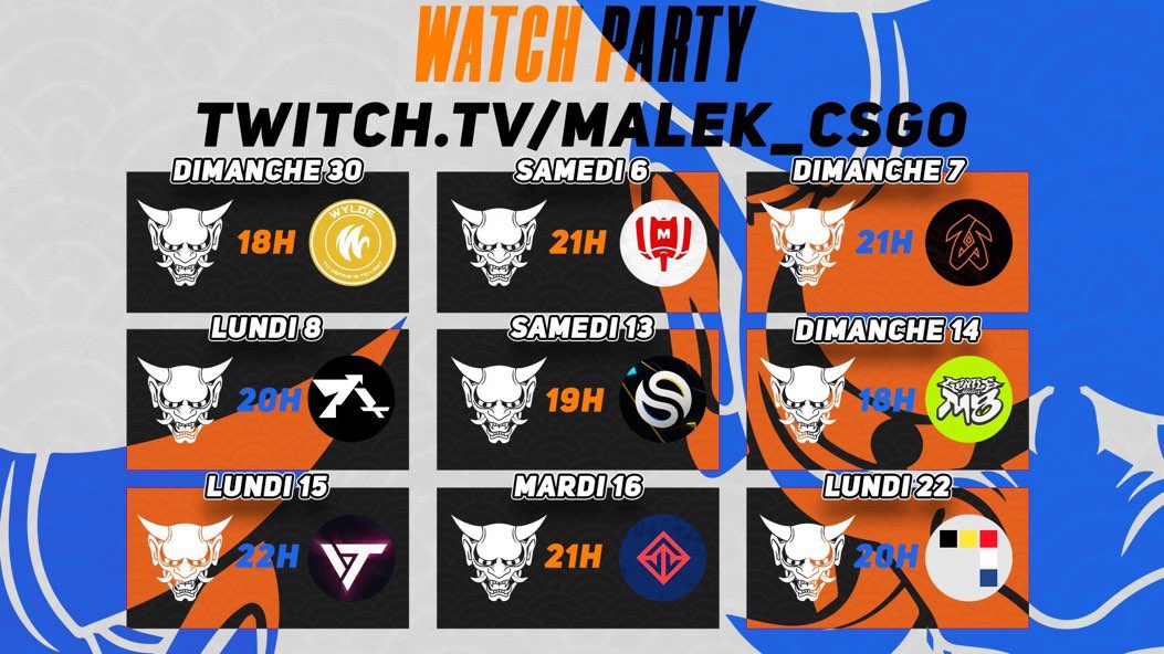 📌- Planning des match retour Challenger France sur Valorant.  
3DMAX Watch party sur twitch.tv/malek_csgo (analyse live) !