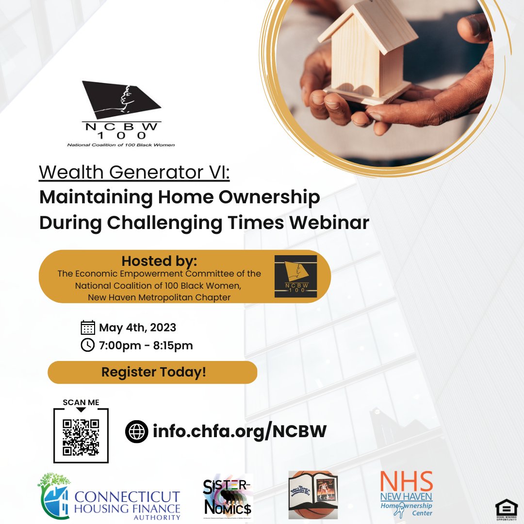 CHFA's Brian Boyaji will be discussing our foreclosure prevention options in tonight's "Maintaining Homeownership During Challenging Times" webinar hosted by <a href="/NCBW_NHM/">NCBW New Haven Metropolitan Chapter</a>. 

Click here to register: info.chfa.org/NCBW

#foreclosureprevention #homeowners #connecticut