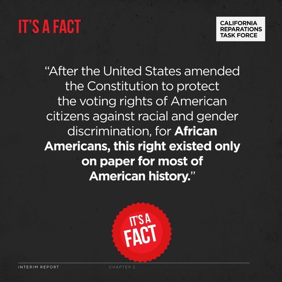 cjecofficial's tweet photo. Despite California entering the Union in 1850 as a 'free' state, its early state Government allowed and supported Slavery. Learn more about CA Reparations @ https://t.co/qZkAHJ8j60

#reparations
#reparationstaskforce
#californiareparationstaskforce @drsmcphd @cjecofficial https://t.co/IwL4fsJks4