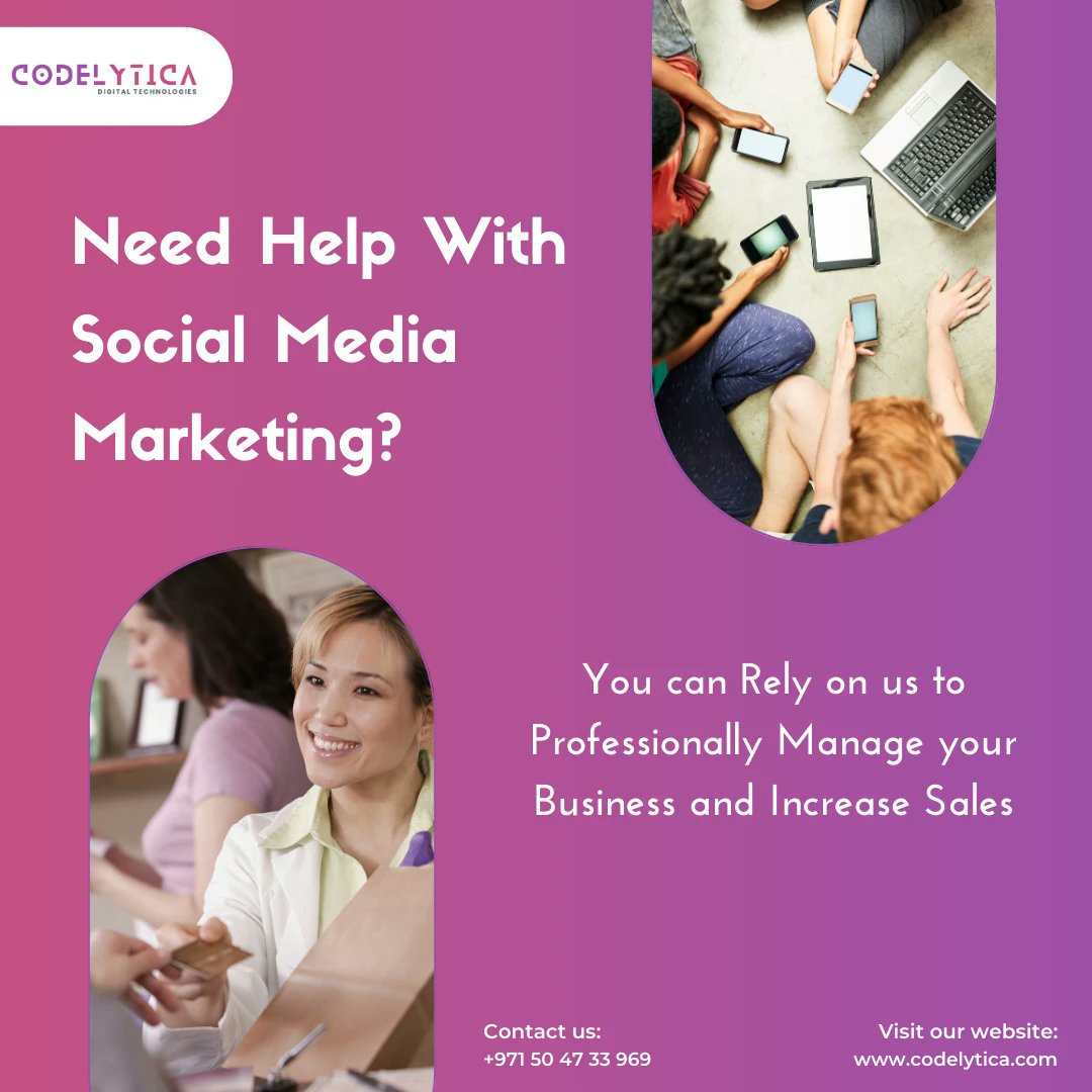 codelytica's tweet image. Struggling with social media marketing?
Let us help you professionally manage your business and boost sales
Contact us today!
#socialmediamarketing #digitalmarketing #UAE #socialmediastrategy #contentcreation #branding #influencermarketing #onlinepresence