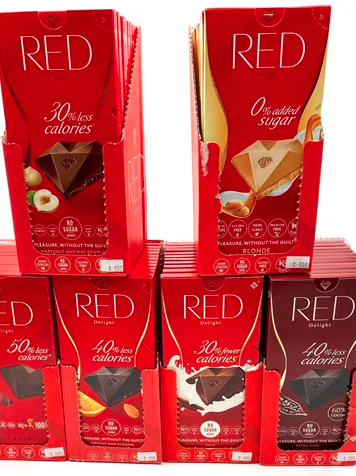 AndimacCandy's tweet photo. Red Delight 🍫 chocolate bars have #NoSugarAdded and they're #GlutenFree #NonGMO #Kosher #KetoFriendly They're made in Switzerland and chocolate lovers can't stop raving!  #RedDelight #ChocolateBars https://t.co/4TPAVW281p https://t.co/Khn73NP0nt