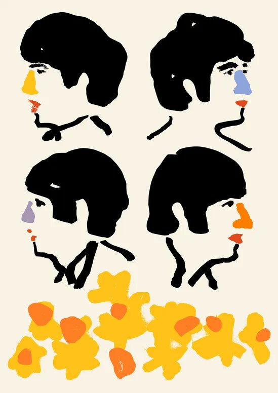 "… #TheBeatles remind me of family. There is a really fast, almost aggressive accent in Liverpool, but there’s also this really nice soft, slow accent and lots of the people in my family have this way of talking." 

George, John, Paul &amp; Ringo  by Lucy Jones

#art #illustration