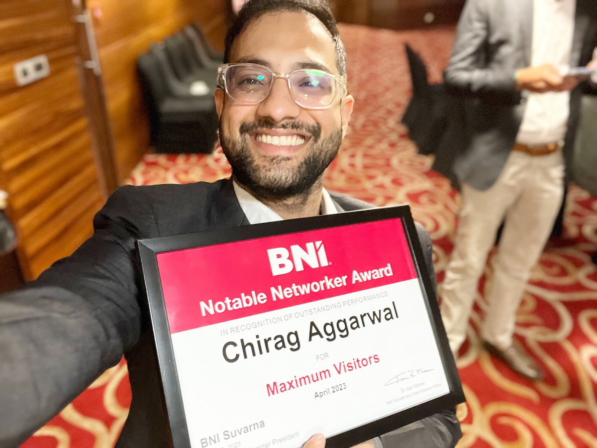 DanceWithChirag's tweet photo. Getting awarded by @BNI_official_pg for connecting new people in mumbai was nice 🎶📈🕺🏻
#dancewithchirag #DWCIndia #chiragaggarwalofficial #bniglobal #bni #bnidelhi #bnimumbai #networking #networking #networkingevent #networkingbusiness #hni #highnetworthindividual https://t.co/bB6peZ0V7h