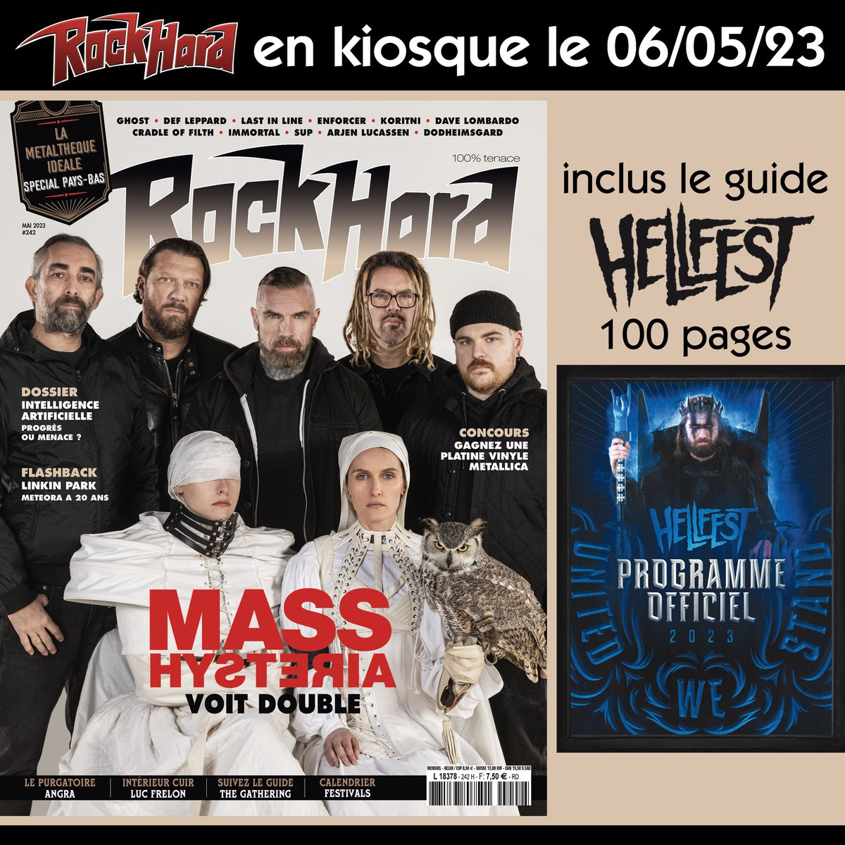 RockHardFR's tweet photo. 🔥 Le sommaire du Rock Hard #242 ➡️ https://t.co/me254Xsff7

📖 l’édition papier (guide Hellfest 2023 + poster géant inclus) ➡️ https://t.co/pWBec7fIUq
📱 l’édition numérique augmentée dispo immédiatement ➡️ https://t.co/NmWu5Xpq3M

#hellfest #masshysteria #ghost #defleppard https://t.co/luz334fXpw