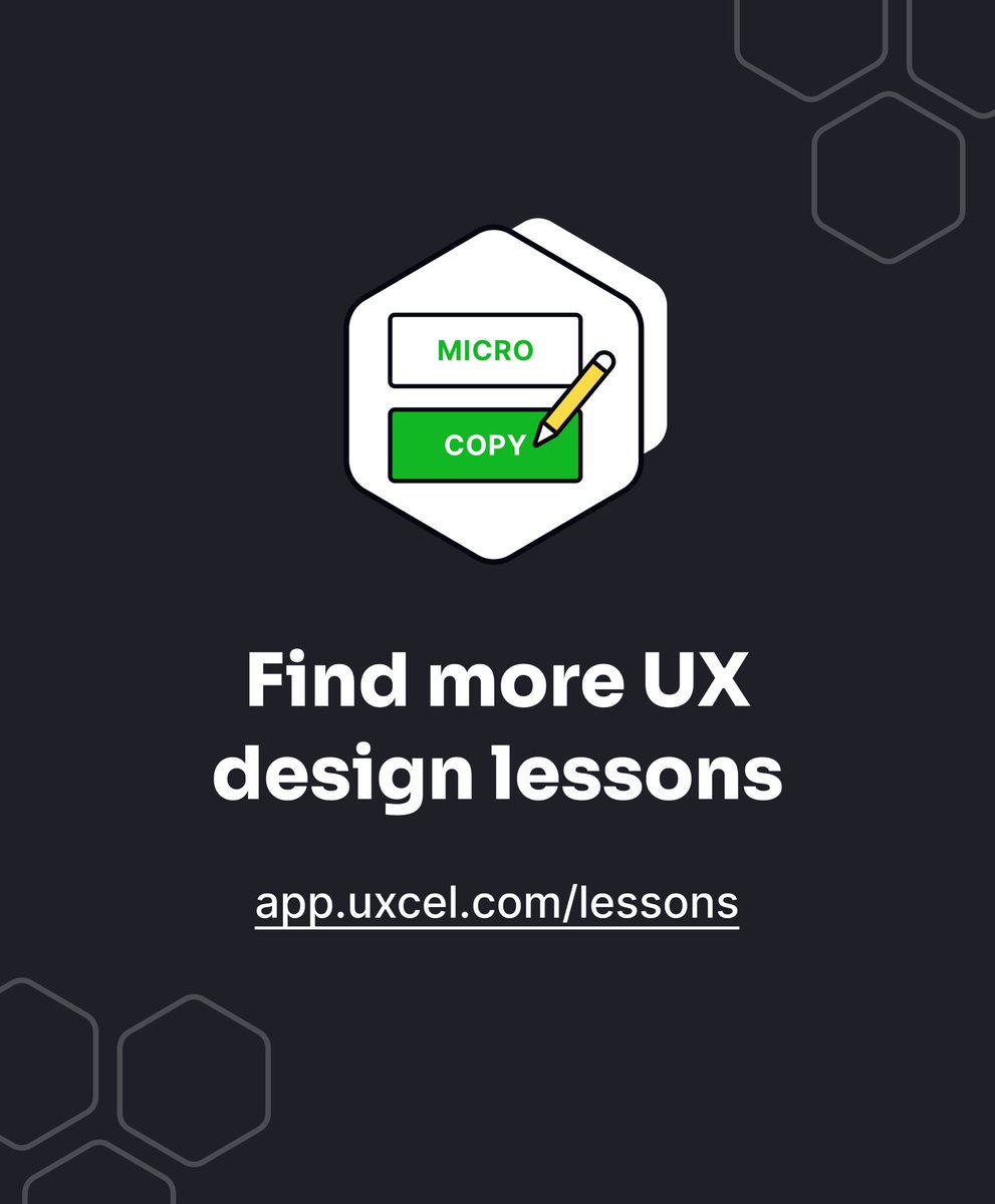 uxcelapp's tweet photo. UX microcopy includes all the little texts accompanying UI elements that help users navigate apps and websites.
Learn more about microcopy tips at https://t.co/Ri63GrrnNo 👈
#microcopy #uiuxdesigns #ultimateuiux #uiuxcenter #dribbble #uxdesign #webdevelopment #appdesign #uxdd https://t.co/2Wk4u9n6kc