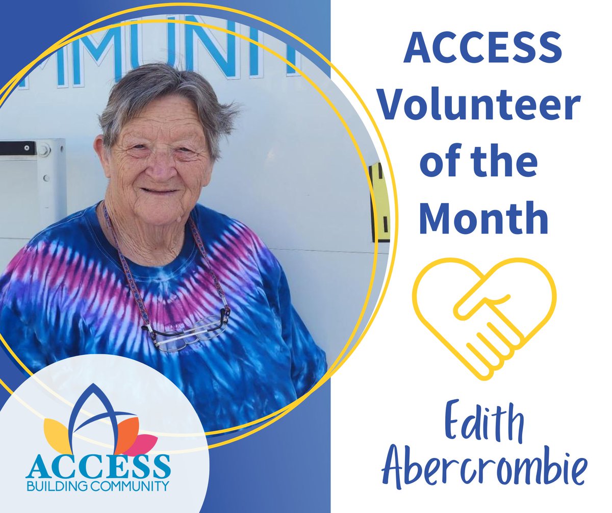 AccessHelps's tweet image. Meet Edith Abercrombie, our Volunteer of the Month! Edith has been volunteering with our mobile pantry program for 2 years. Her welcoming smile and fun-loving energy make her a joy to work with and we are so grateful for her dedication!