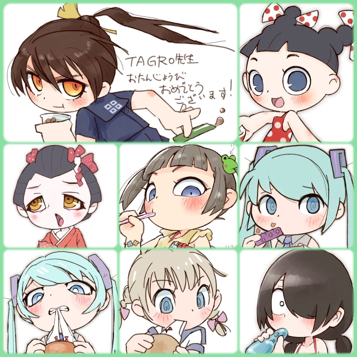 #今月描いた絵を晒そう  8枚区切り…相変わらずビミョーなのばかり。