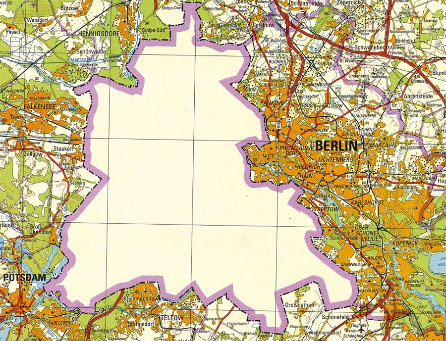 How West Berlin appeared on a 1988 East German Map