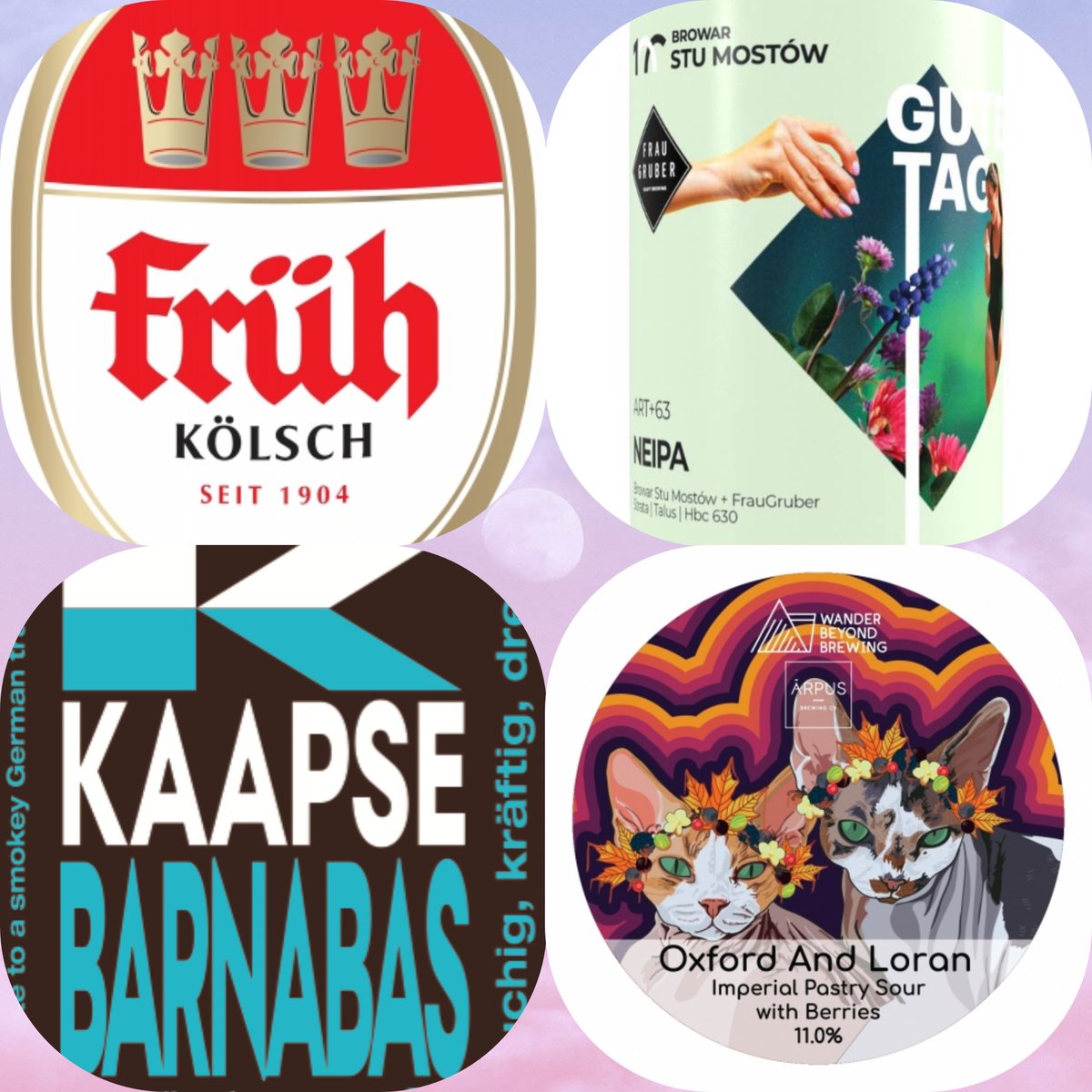 wigancentral's tweet photo. Our FRIDAY FOURS FLIGHT CLUB LINEUP pouring from Noon tomorrow
πΊπ»
Hofbrau FrΓΌh - @fruhkolsch 4.8%
Stu Mostow x FrauGruber - Art +63 6.2%
@Kaapsebrouwers - Barnabus 8.5%
@wanderbeyond_ - Oxford and Loran 11%
#fridayfours #fridaymood #fourbat #FridayFeeling #flightclub https://t.co/AS8eWS0aW3