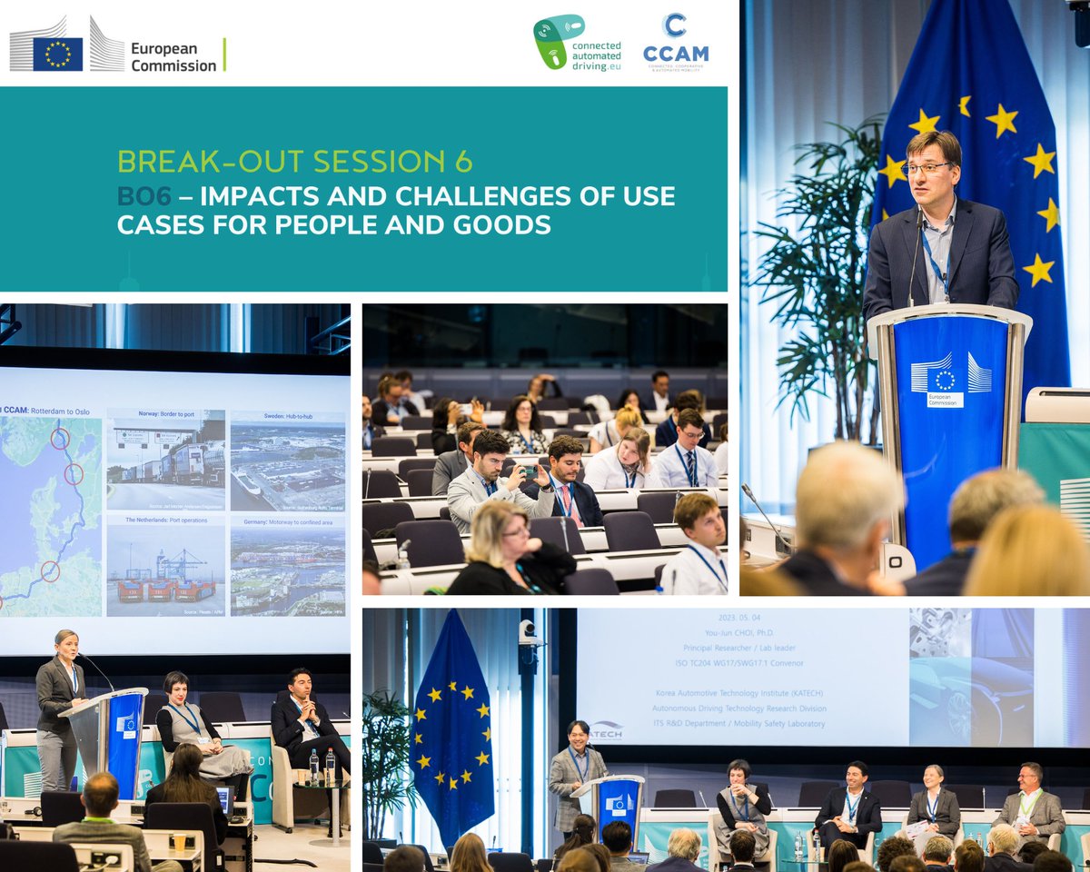 CCAM_EU's tweet photo. #EUCAD2023 BO6 deep-dived into #CCAM different applications and scenarios where you can use automation on the road: #PersonalVehicle, #multimodality, #freight, #periurban, etc. #DataSharing was a controversial topic. Digital and physical #infrastructure needs were addressed. https://t.co/Bfqlq4GQFt