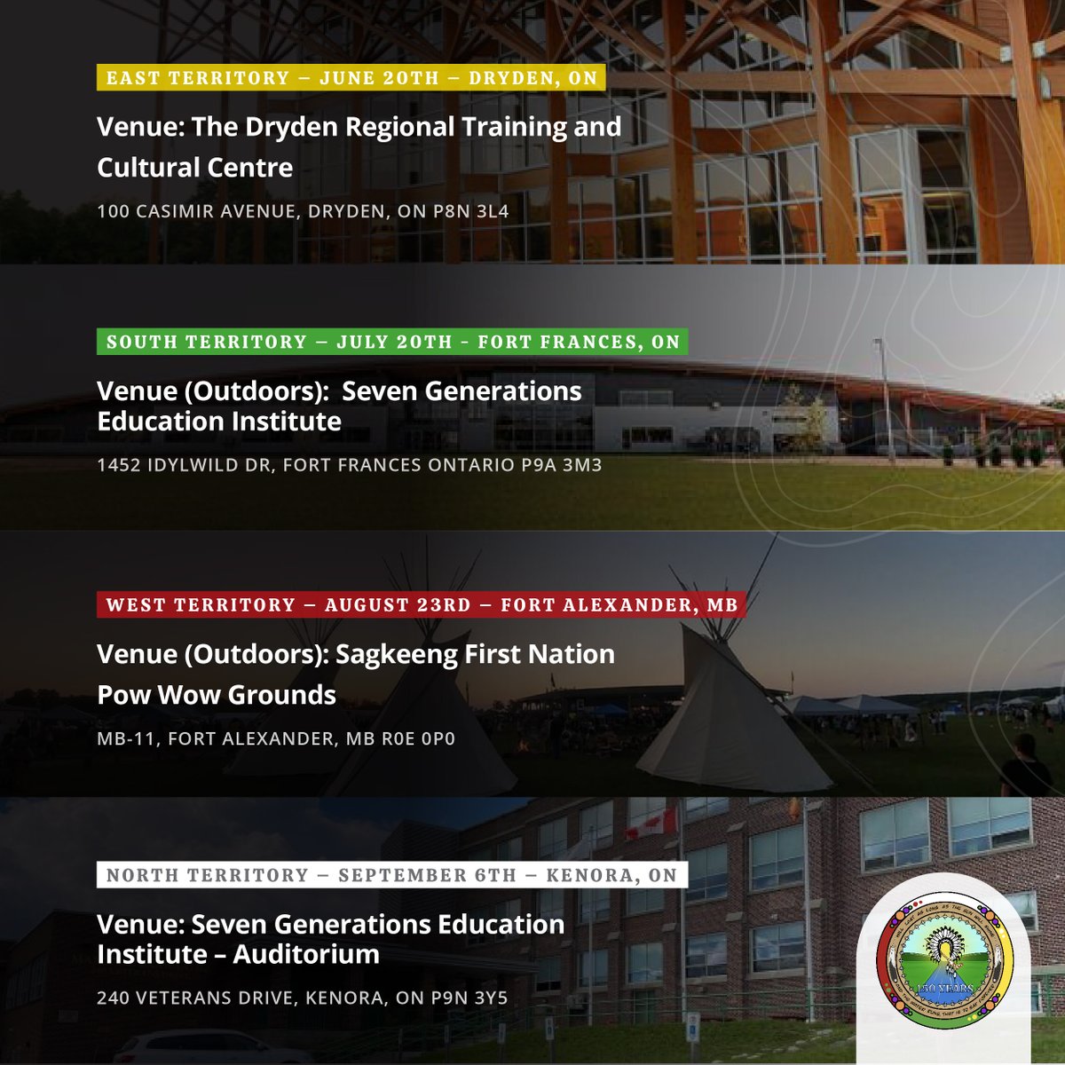 GrandCouncilT3's tweet photo. Grand Council Treaty #3 invites you to our upcoming 150th Signing of the Treaty Anniversary events!

Mark your calendars 🗓️ More details about each event will be released closer to the dates.

💛💚❤️🤍 https://t.co/rMaiHueluh