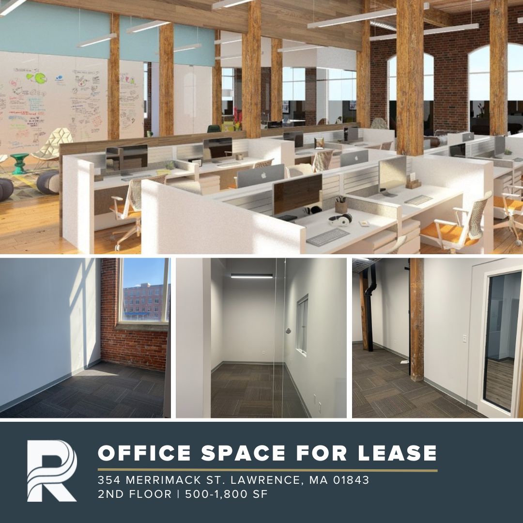 Office space for lease! 500-1,800 square feet available on the 2nd floor of 354 Merrimack St. Lawrence, MA 01843! Contact our leasing team for more info 📱 978-645-6260 and make sure to ask about our "Spring Special".