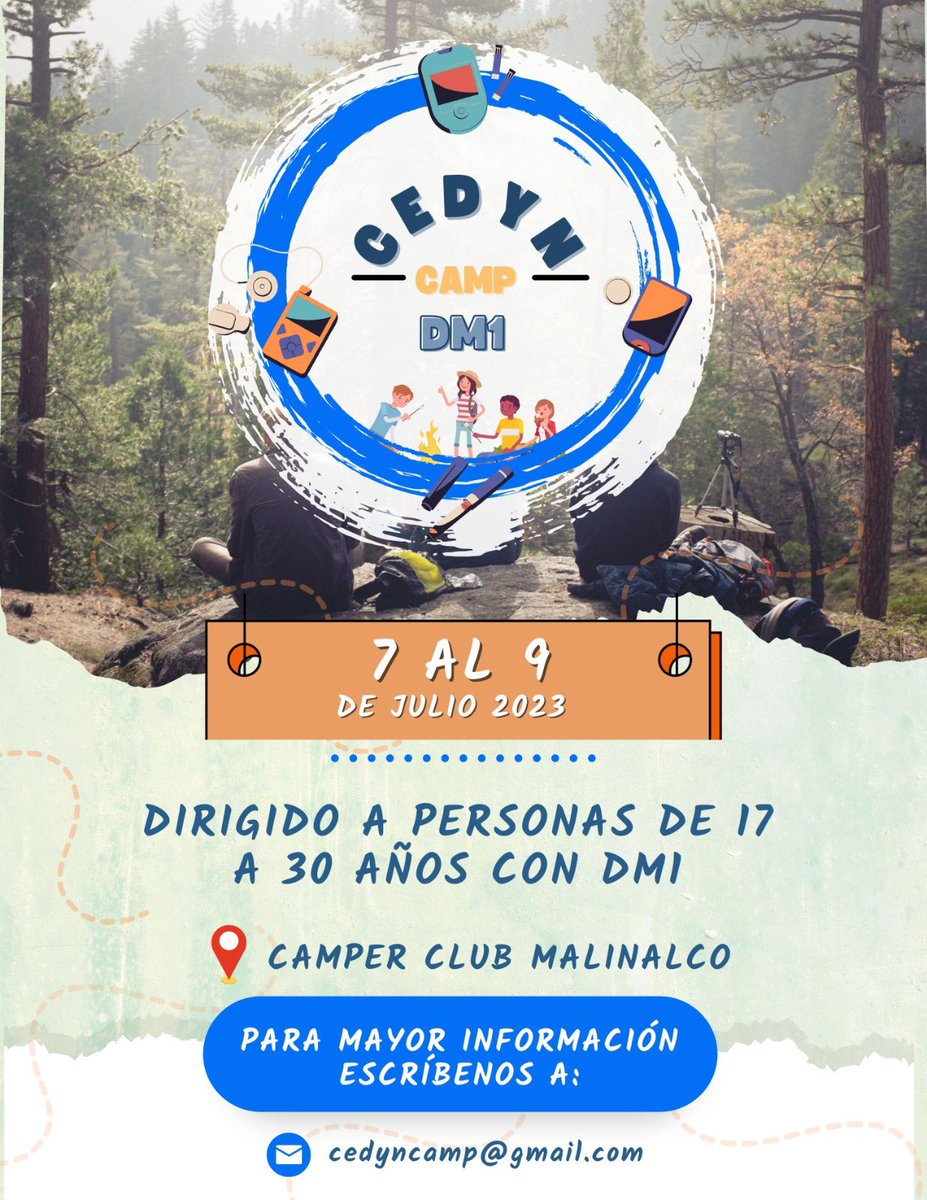 Estamos prácticamente a 2 meses de que se lleve a cabo este importante campamento para personas de 17 a 30 años que viven con #diabetestipo1 

Aparta tu lugar y cualquier duda escribe a cedyncamp@gmail.com 

Si eres profesional de la salud, invita a tus pacientes