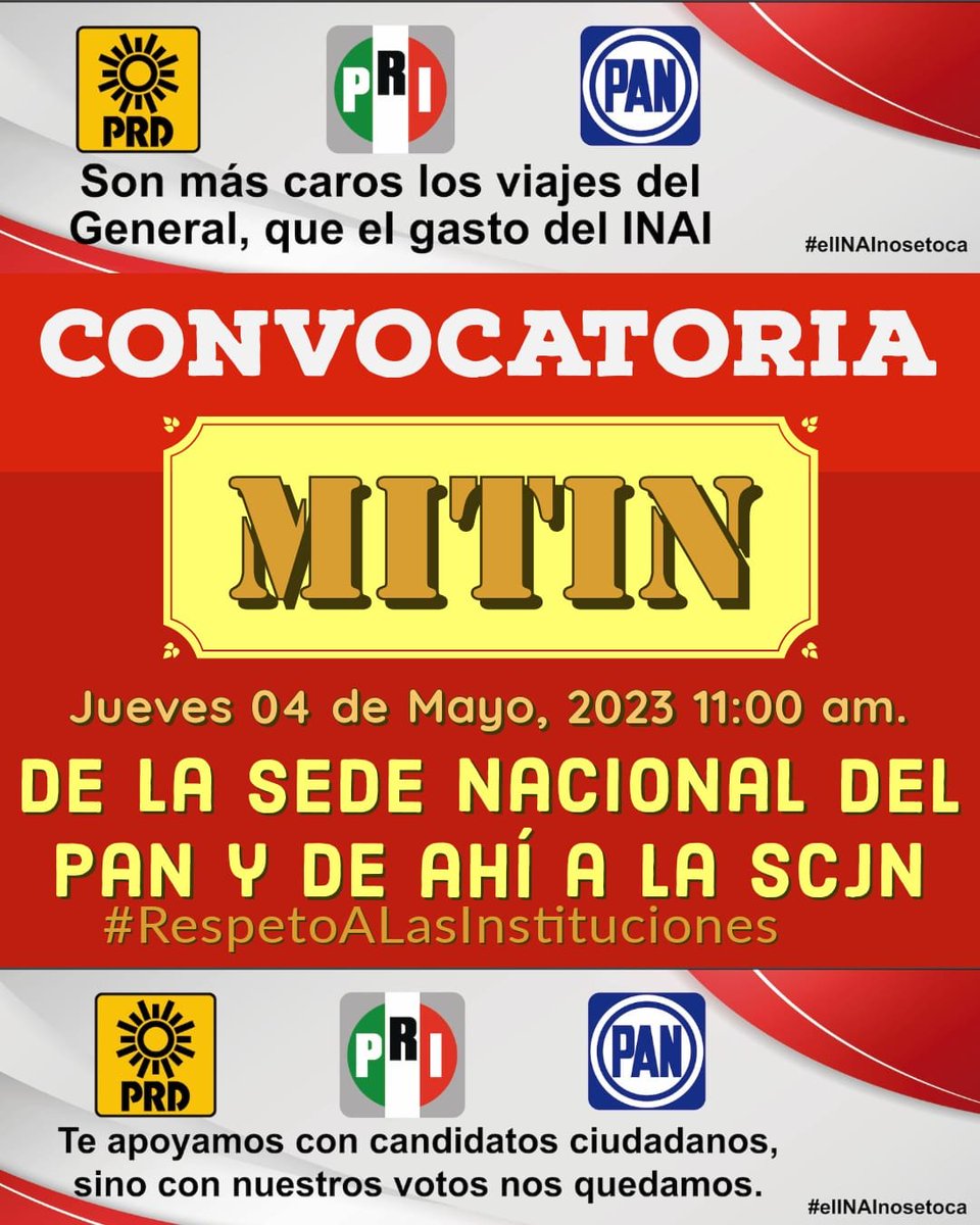 nnunezortiz's tweet photo. Es hoy 4 de Mayo 
11 am. sede nacional del @AccionNacional
PAN (y sedes estatales del partido en la república) y de ahí ´pá la SCJN para su respaldo, por ti, por mi, por nuestras familias, por México.
@GARCIPAVON 
@Itta76728784 
Atención 
@MarkoCortes 
@kenialopezr 
@LillyTellez https://t.co/CX2LTXcpxA