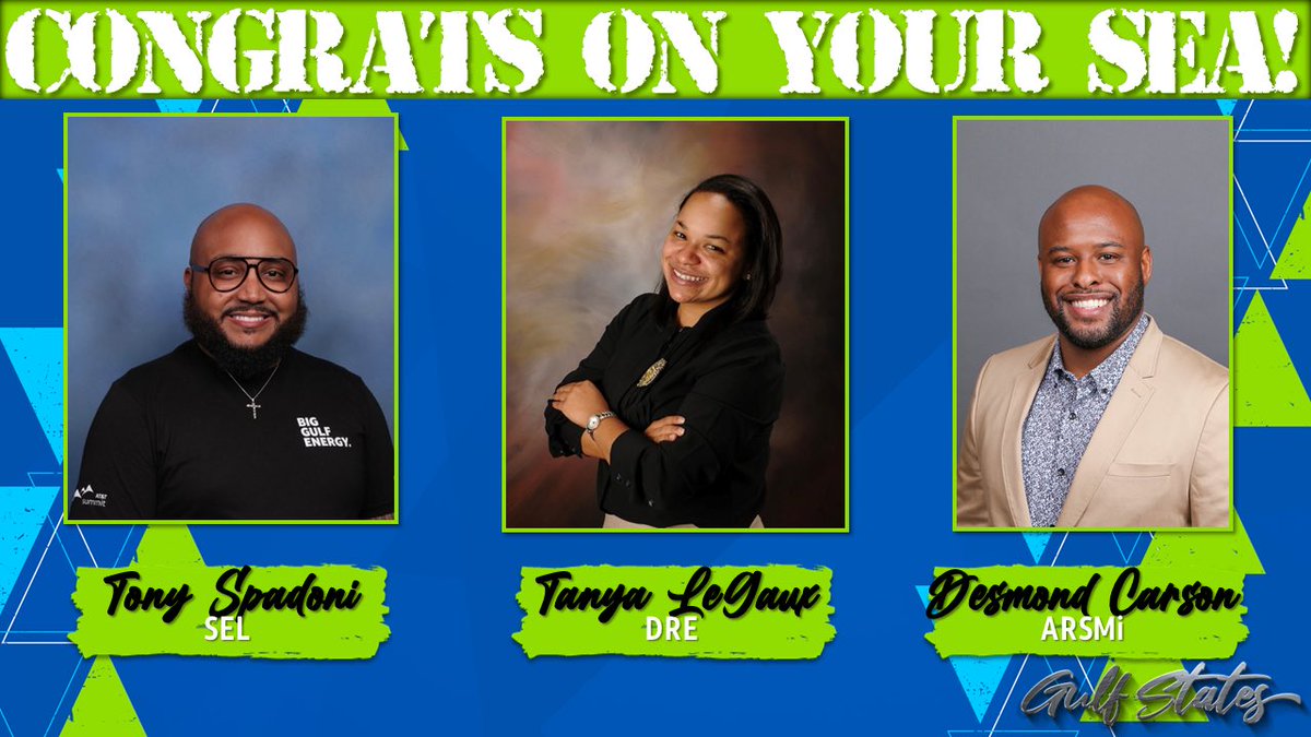 WeAreTheGulf's tweet photo. We’re so excited to celebrate our Q1 2023 SEA Winners! We appreciate your hard work and contributions to the Gulf. Shout out to @tony_spud @gauxlego @DesmondCarson_ on the nominations and win! 🏆🎖️ https://t.co/5iRdMWtSmN
