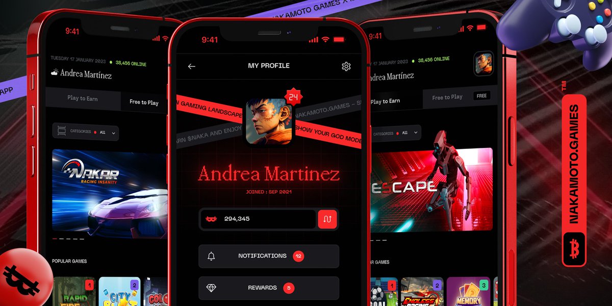NakamotoGames's tweet photo. 🚀 Get ready, gamers! 🎮 Nakamoto Games is about to drop the most captivating &amp; sexiest #Web3 mobile UI you've ever laid your eyes on! 😍 With 35 amazing games on release day, our app will take your gaming experience to a whole new level! $NAKA https://t.co/hWOVFN6xN7