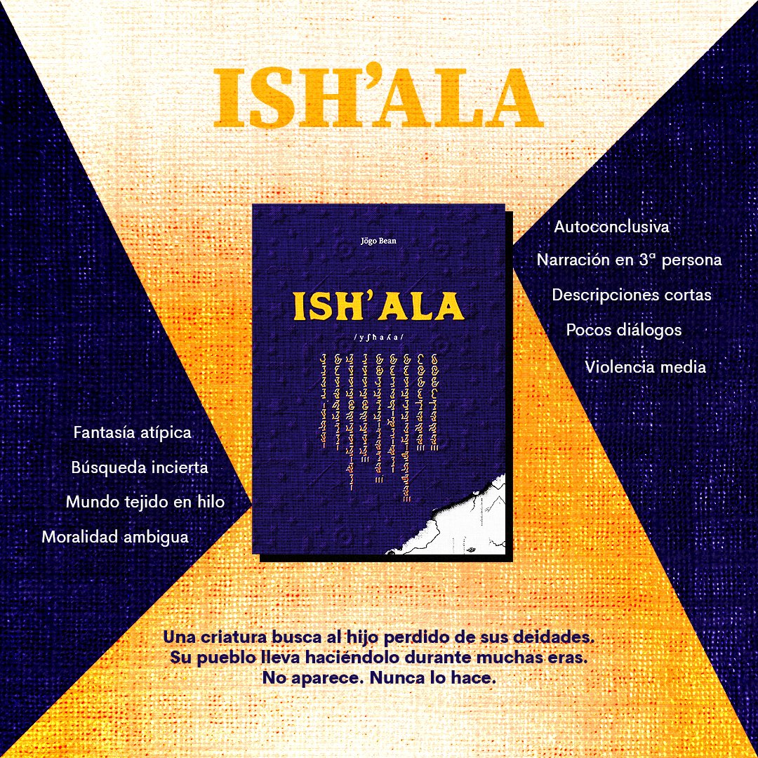 jogoescritor's tweet photo. 🏃Paso un momentillo por aquí para hablarte de Ish'ala, una novela de fantasía que publiqué hace unos meses.
📖Es una novela corta de fantasía atípica (sin criaturas estandarizadas) que transcurre en un mundo creado con hilos.
🧵
https://t.co/AYuxuGo9RU
#ishala
(sigue) https://t.co/ZCbDls6knu