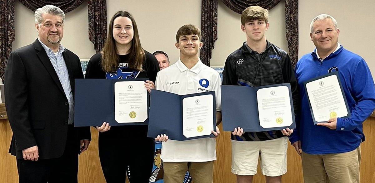 @Quakertown_Boro Council honored the @QTownWrestling program for its “great success” during the 2022-23 season at its May 3rd meeting. Here's more on the recognition: qcsd.org/news/q_c_s_d_n… @BillHarner @QCHSAthletics @Khandel_QCSD @QCHSCareerPath @OfficerLeeSRO