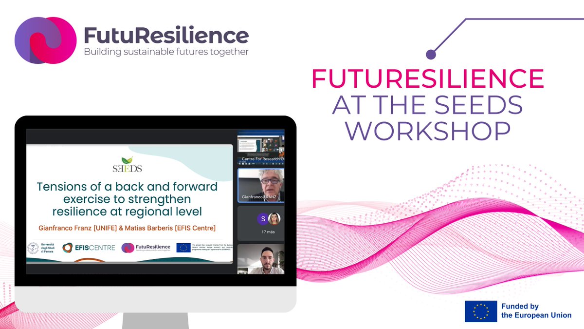 FUTURESILIENCE (@futuresilience) on Twitter photo 🟣 Matias Barberis & Giangi Franz from <a href="/futuresilience/">FUTURESILIENCE</a> presented at the SEEDS workshop 🖥️ "We should better understand the societal fabric and work on the sense of belonging through active participation. Building #resilience is about sense-making and imagining a common future." 🟣 Matias Barberis & Giangi Franz from <a href="/futuresilience/">FUTURESILIENCE</a> presented at the SEEDS workshop 🖥️ "We should better understand the societal fabric and work on the sense of belonging through active participation. Building #resilience is about sense-making and imagining a common future."