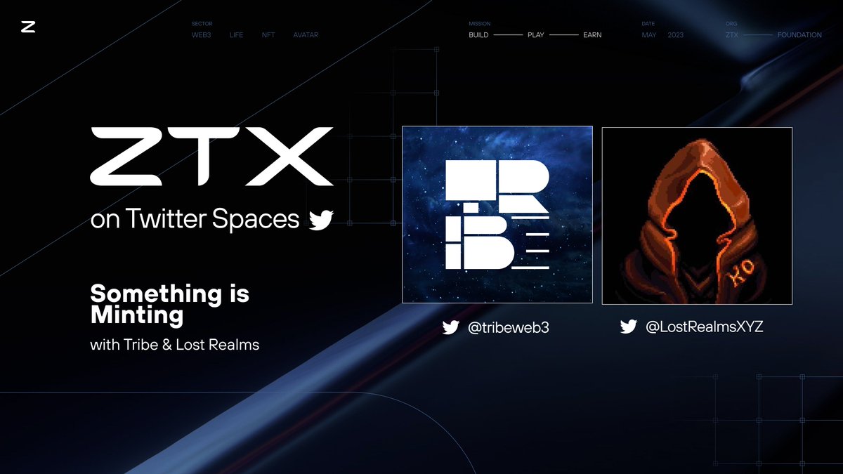 Going live in 5 minutes with the <a href="/ZTXofficial/">ZTX</a> team to chat all things on their upcoming mint. Hosted by <a href="/saintweb3/">Saint</a>.

2x WL Giveaway. Just Follow &amp; Retweet. :) 

More info below: