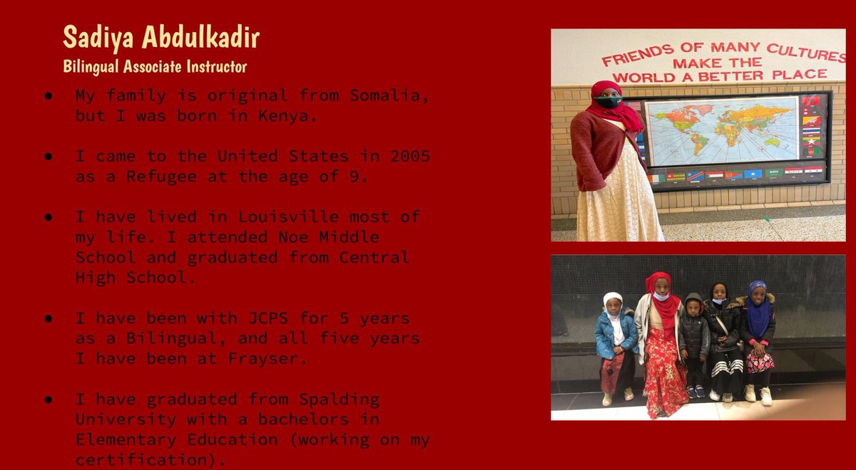 On this Thankful Thursday, Frayser Elementary's students and staff want to shout out how thankful we are for our Bilingual Associate Instructor, Ms. Sadiya Abdulkadir! Please join us by giving her some love below! 🐯💚 #FrayserTigersROAR #WeAreJCPS #AISuccess #ThankfulThursday