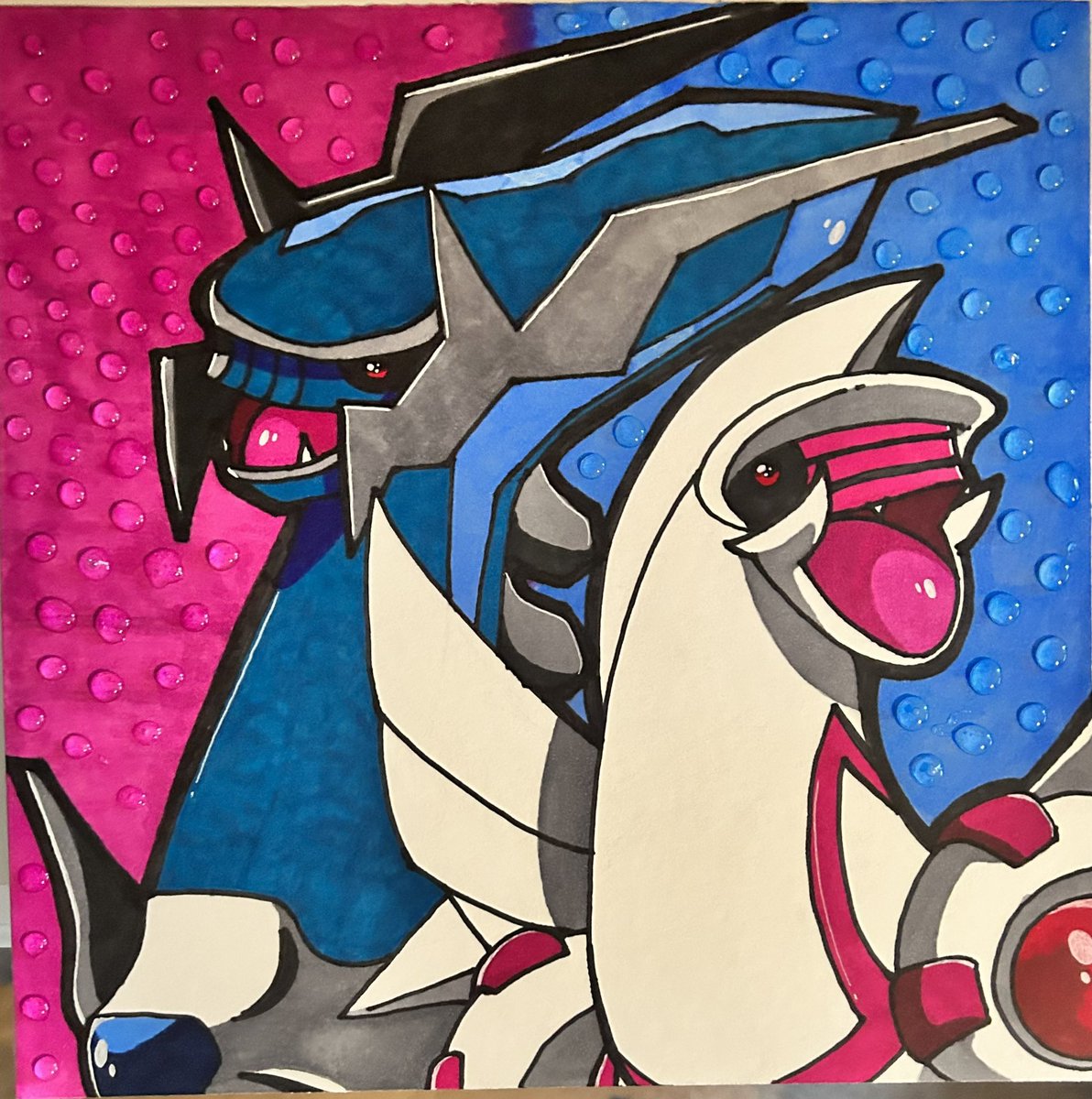 TIME AND SPACE NOISES
Drew these two for a final for one of my classes! Palkia’s a biiiit goofy lookin but it’s fine it’s endearing 
#pokemon #pokemonfanart #diamondandpearl #dialga #palkia #gamefreak