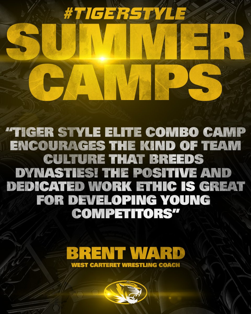 MizzouWrestling's tweet photo. Tiger Style Camps are 𝗘𝗟𝗜𝗧𝗘. Don't just take our word for it❗️

All registration costs must be paid by June 5 
🔗https://t.co/qKV330k4YJ

#MIZ🐯 #TigerStyle https://t.co/XC0i51ENTb