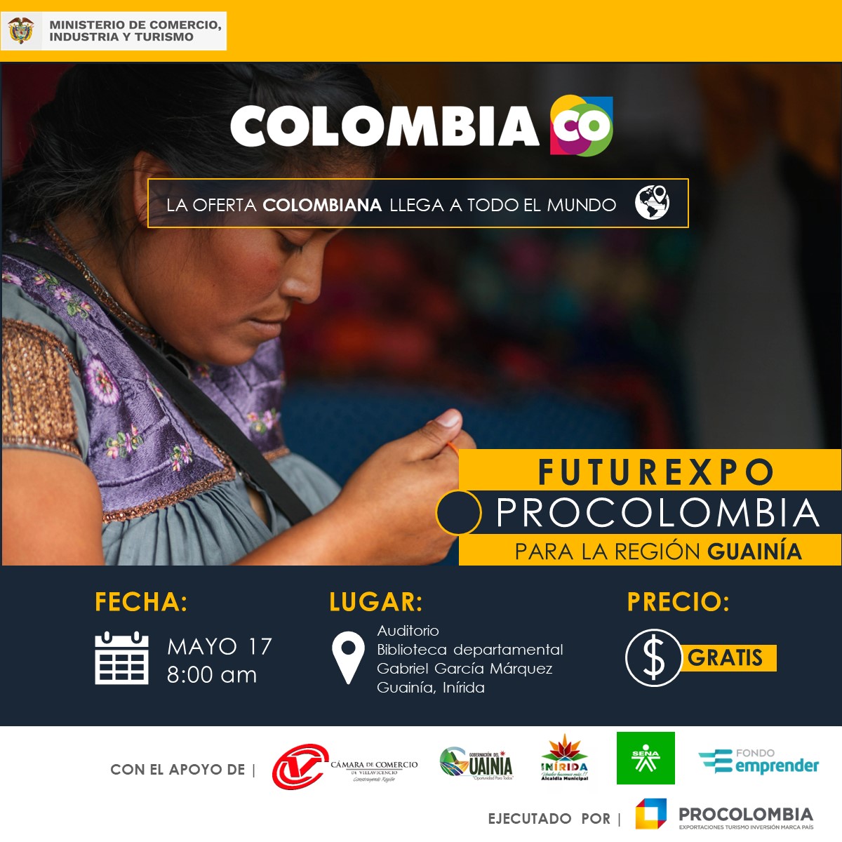 morelili1's tweet photo. Llega FUTUREXPO GUAINÍA, un espacio que pone al servicio de empresarios, emprendedores, el conocimiento y las oportunidades para potenciar su capacidad exportadora. Una actividad liderada por @PROCOLOMBIA 
Aproveche esta oportunidad. Regístrese aquí: https://t.co/2LfIwyg5S9 https://t.co/5hXlVGHvux