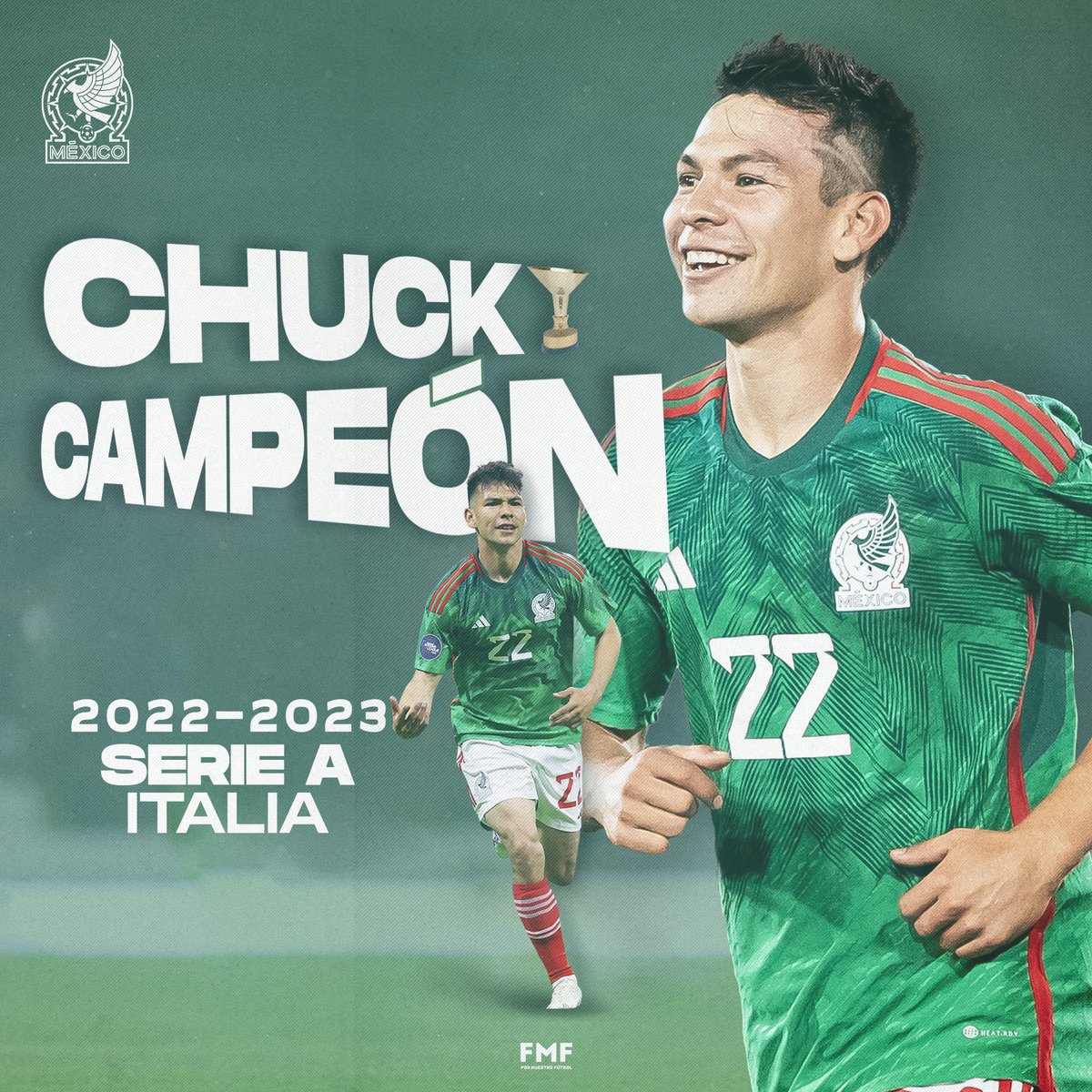 miseleccionmx's tweet photo. ¡Haciendo historia! 🏆 💙 
@HirvingLozano70 es Campeón con @sscnapoliES y se convierte en el primer mexicano en ganar la Serie A de Italia 🇮🇹. ⭐️

¡Qué buena, Chucky! 😈 🇲🇽 👏🏻

#ConvocadosMX #LaSelecciónEsDeTodos https://t.co/bnz3wvJrps