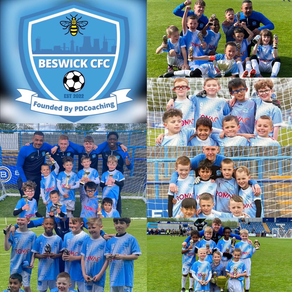 BeswickCfc's tweet photo. 2022-2023 is a historical season as Beswick CFC was not only introduced to the world of grassroots, but WE made big waves 🌊
Along the way, we’ve more than competed! We’ve managed to pick up not just 1, but 3 🏆🏆🏆 in our very first ‘Finals Weekend’ 🤩
#OneTeam #TEAMBCFC🫶🏻💙🤍 https://t.co/327Dxj5pHb