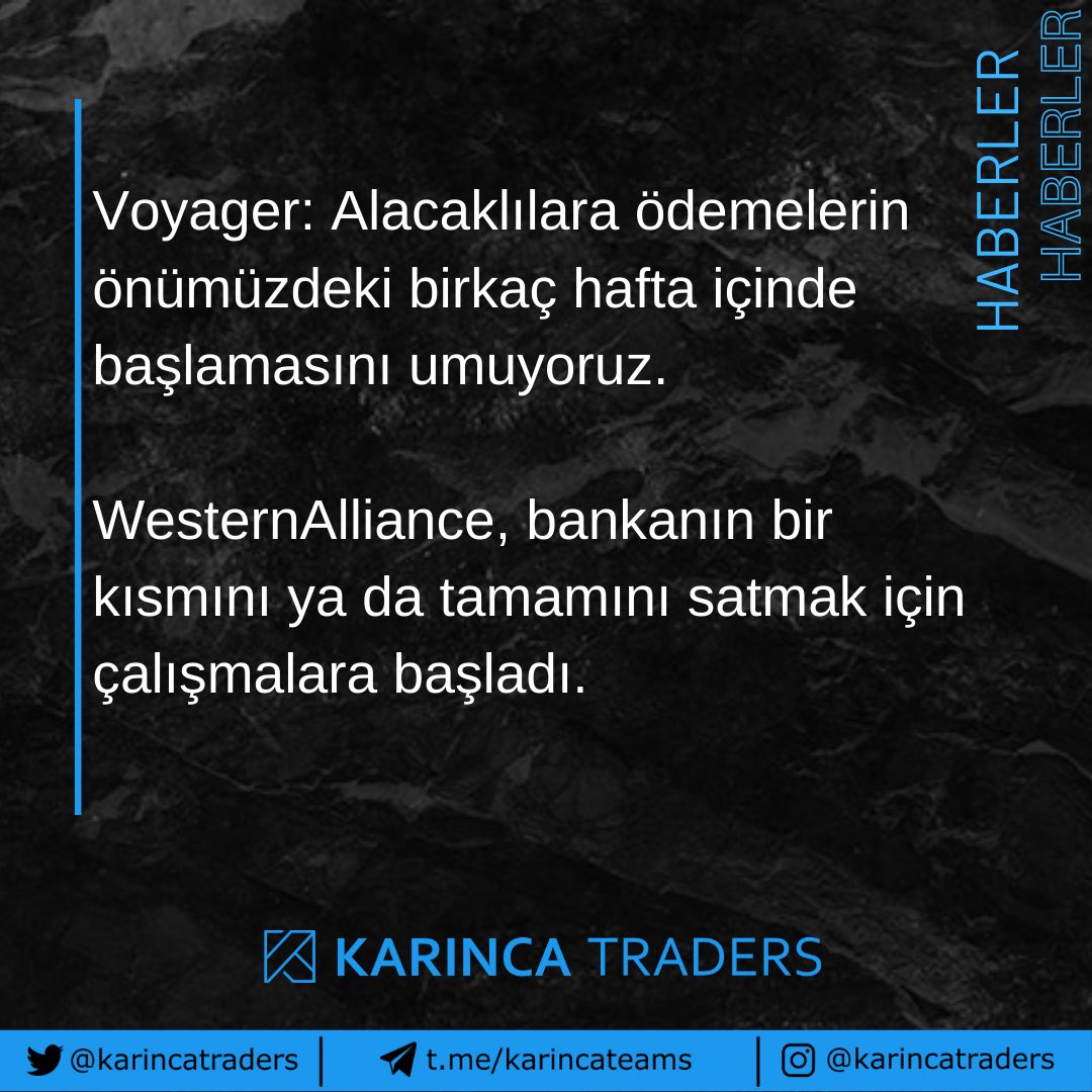 #Voyager #WesternAlliance 
#Crypto #CryptocurgencyNews #cryptocurrency #web3 
#Bitcoin        #BTC                                   

@karincatraders @N__trader @Hamza_ncr @gulumayy @Safakk62 @TraderFreud @karincaanaliz