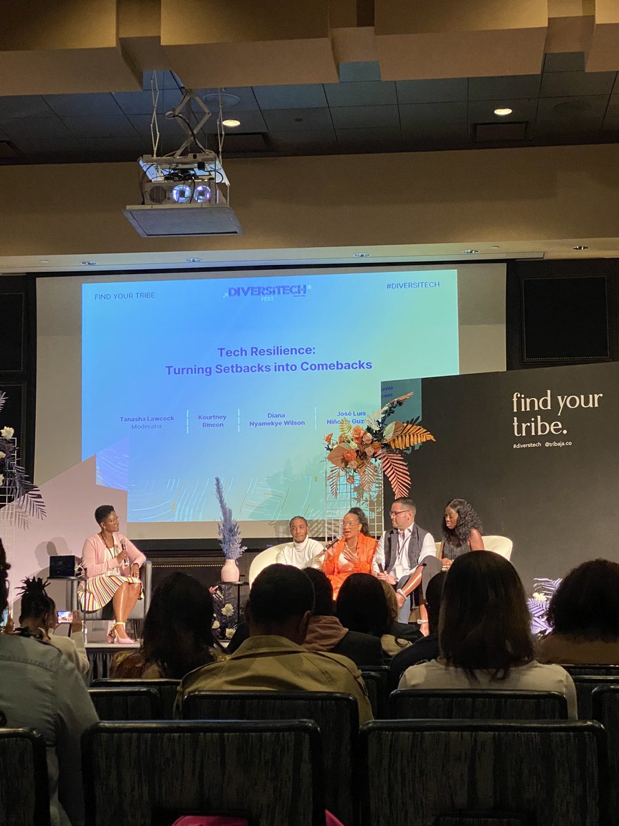 Symmetricalmm's tweet image. Comments from #Diversitech Fest about turning career setbacks
Into comebacks and highlighting the importance of resilience 

#Careers #Career #Tech #Layoffs #TechLayoffs #BalanceSMM