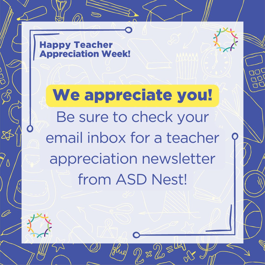 Happy Teacher Appreciation Week to all our Nest educators! Be sure to check your email inbox tomorrow for our ASD Nest Newsletter with teacher deals and freebies near you! We appreciate all your hard work!

#TeacherAppreciationWeek