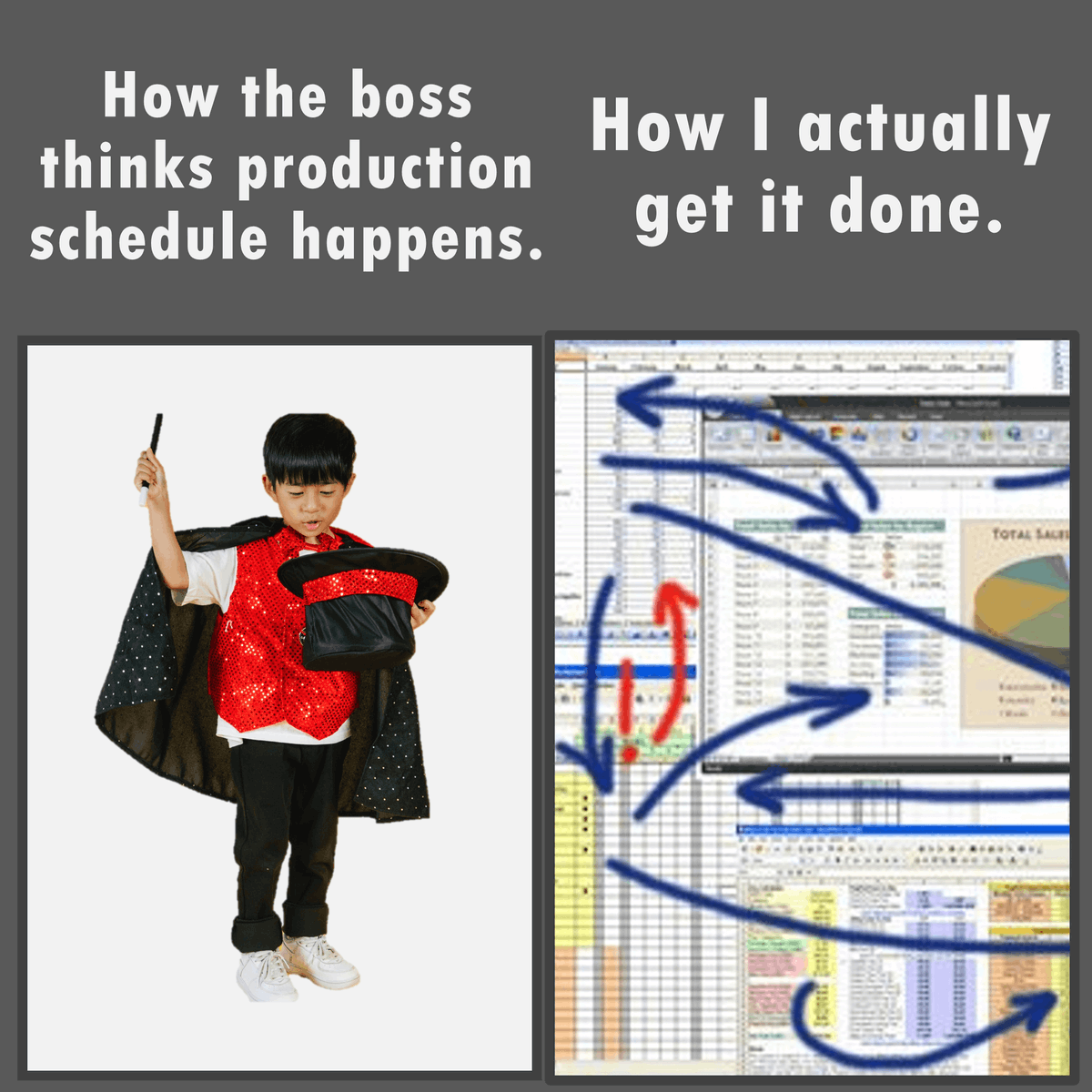 Is your production schedule magic or mayhem? hubs.ly/Q019DQ_D0

#ManufacturingSchedule  #ManufacturingScheduling #ProductionSchedule #ProductionScheduling #ShopFloorSchedule #manufacturing #SmartManufacturing #PlanetTogether #ManufacturingHumor