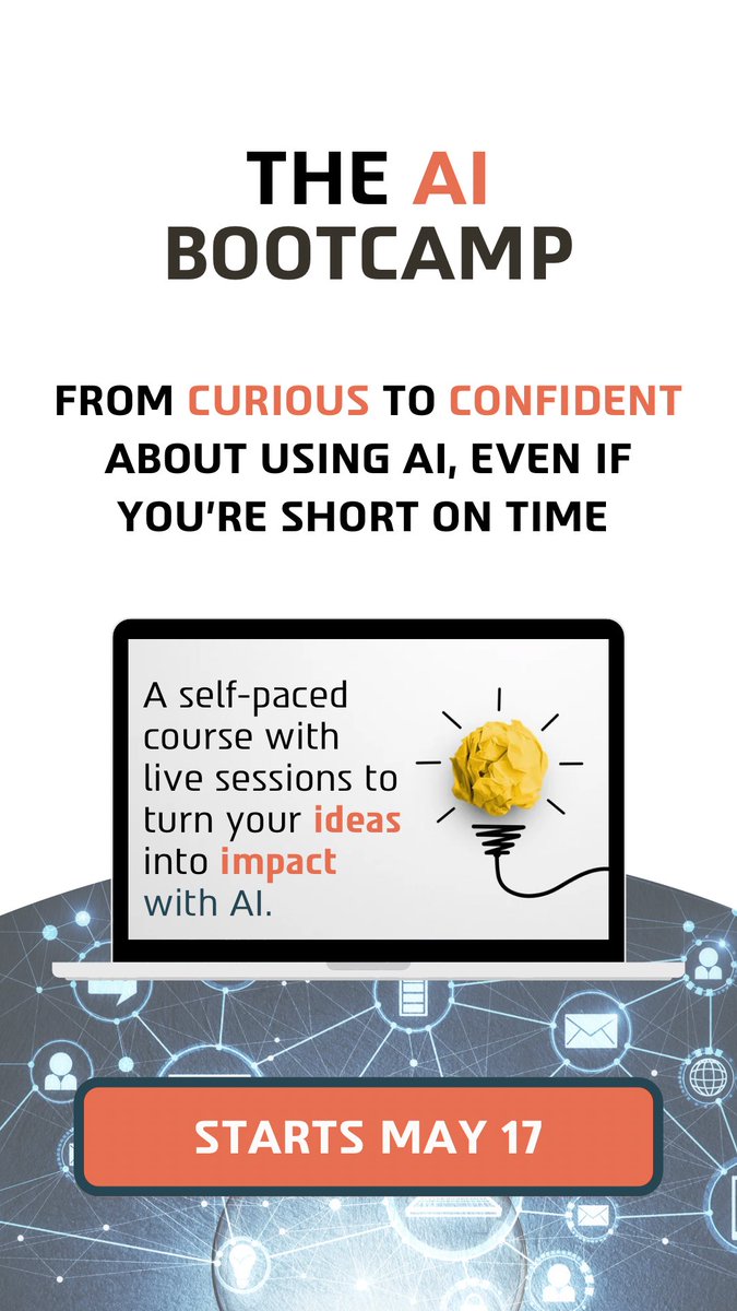 askMsQ's tweet image. If your curious about AI and how to lead the conversation with your school and community, join us in The AI Bootcamp to then curiosity into confidence. This is about more than ChatGPT. It’s learning to navigate what’s next. Learn more: designingschools.org/aicourse #edtech #aiedutech