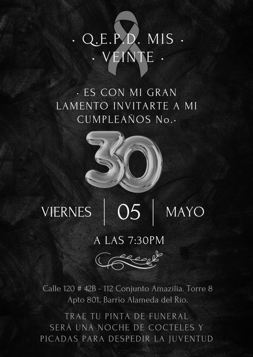 BettoDlHz's tweet photo. Llegar a los 30's con la satisfacción de saber que he vivido la vida como he querido. Lleguen #EmoIsNotDead #ItsNotAFase #RIP20s #Los30SonLosNuevos20 https://t.co/JtOubjnipc