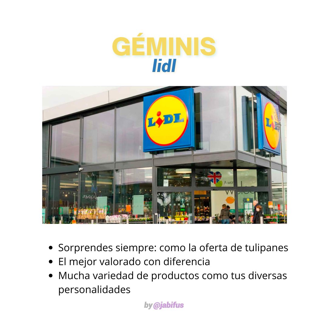 jabifus's tweet photo. Qué supermercado eres según tu signo✨
Parte 1/3 https://t.co/FNvI16mCe5