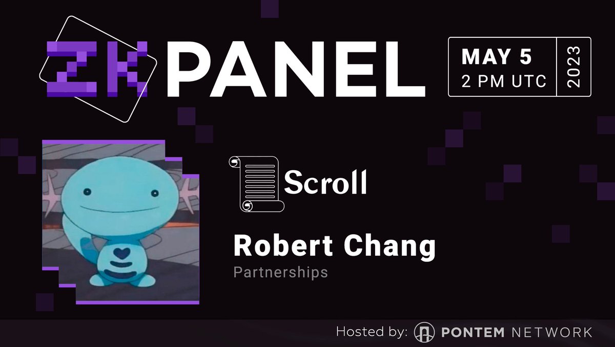 PontemNetwork's tweet photo. 1/
#ZeroKnowledge panel discussion hosted by @PontemNetwork coming soon!

Robert Chang, Partnerships at @Scroll_ZKP will be joining the session on Friday! Make sure you tune in!

📅 May 5, 2PM UTC
📍 Twitter Space:https://t.co/kadDn4t5eJ https://t.co/2llWLlTcnA