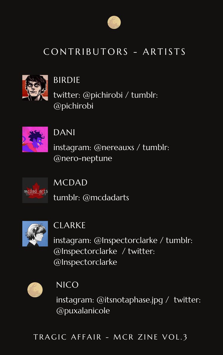 mcrerazine's tweet photo. Introducing our artists! Say hello to the wonderful people that made something visual for the zine!!! 1/2 #mcr #zine https://t.co/H0WTViZDCG