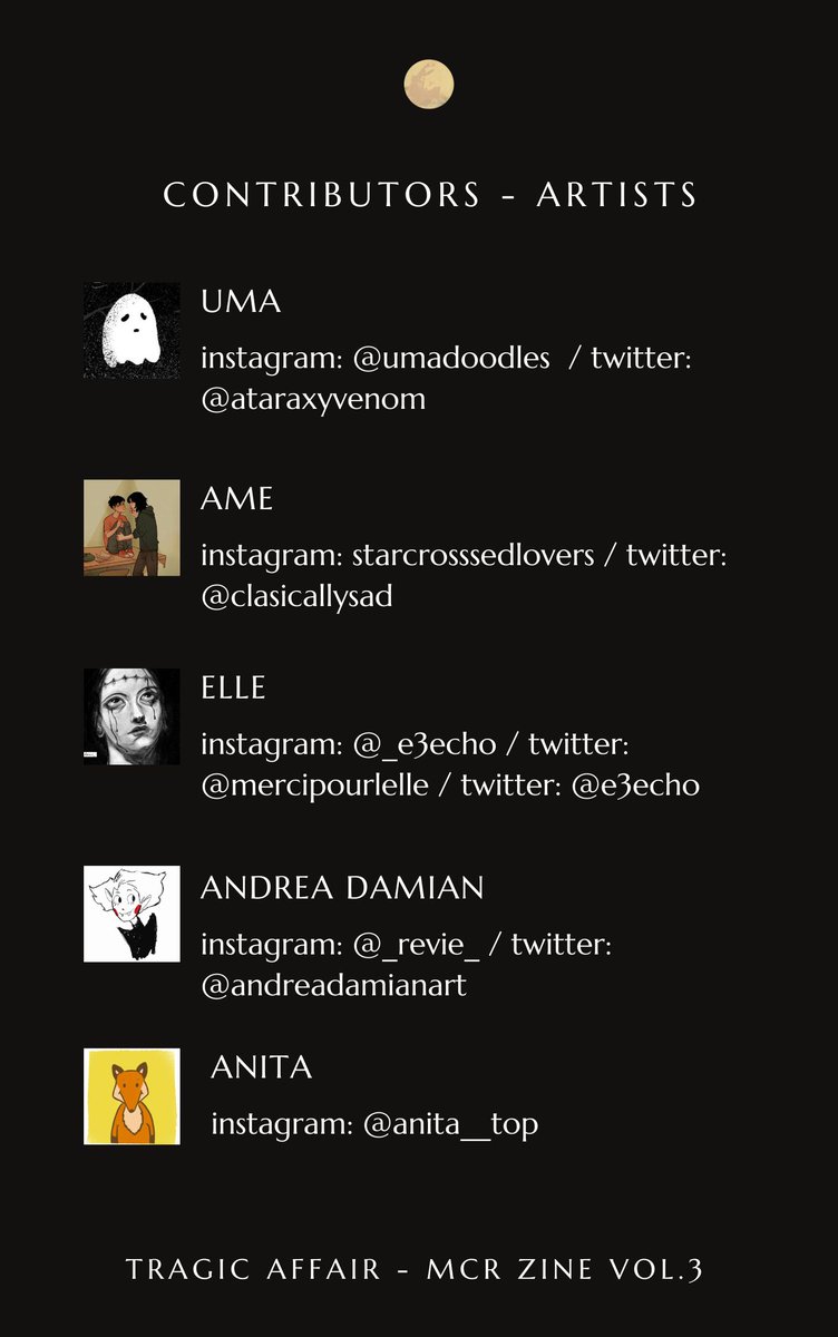 mcrerazine's tweet photo. Introducing our artists! Say hello to the wonderful people that made something visual for the zine!!! 1/2 #mcr #zine https://t.co/H0WTViZDCG