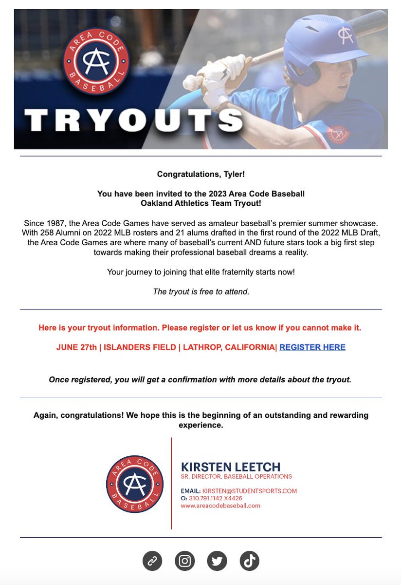 Thank you for the invite <a href="/ACBaseballGames/">Area Code Baseball</a>!
Looking forward to competing this summer.