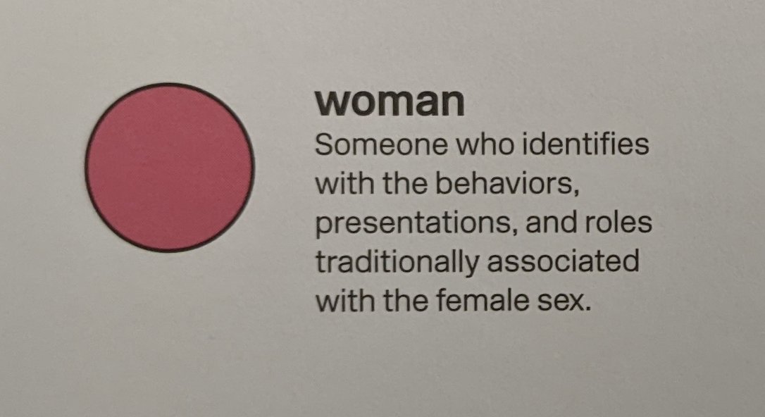 SwipeWright's tweet photo. 🚨 WHAT IS A WOMAN?

I found a book at a woke bookstore that actually defined "woman" and "man," and it's as sexist and regressive as many of us have been saying for years. 

It's rare to see the concepts laid out and defined so clearly, as the true regressive nature of gender ideology likes to hide behind vague language.

Let's first look at how the book defines "gender" and "gender identity" before looking at how they define "woman" and "man." 

The book says that "gender" is "A set of socially constructed associations with biological sex, such as behaviors, appearance, and social roles." 

That's straightforward enough, though another way to say it would be sex-based stereotypes of masculinity and femininity. 

The book defines "gender identity" as "How someone internally identifies with social gender constructs, regardless of their biological sex." 

All right, so the sex-related stereotypical behaviors, appearance, and social roles a person feels the strongest affinity to. 

Now what we've all been waiting for. The book defines "woman" as "Someone who identifies with the behaviors, presentations, and roles traditionally associated with the female sex." A "man" is defined as "Someone who identifies with the behaviors, presentations, and roles traditionally associated with the male sex."

What a shockingly clear admission of what many of us have been saying for years—gender ideology defines women and men according to whether one identifies with stereotypes of femininity and masculinity, respectively. Under this paradigm, there is no such thing as a masculine women or a feminine man, because masculine women are now considered men, and feminine men are now considered women by definition. 

If you had any doubts about the regressive and sexist nature of gender ideology, which tells masculine women they're really men, and feminine men they're really women, I hope they have been vanquished.