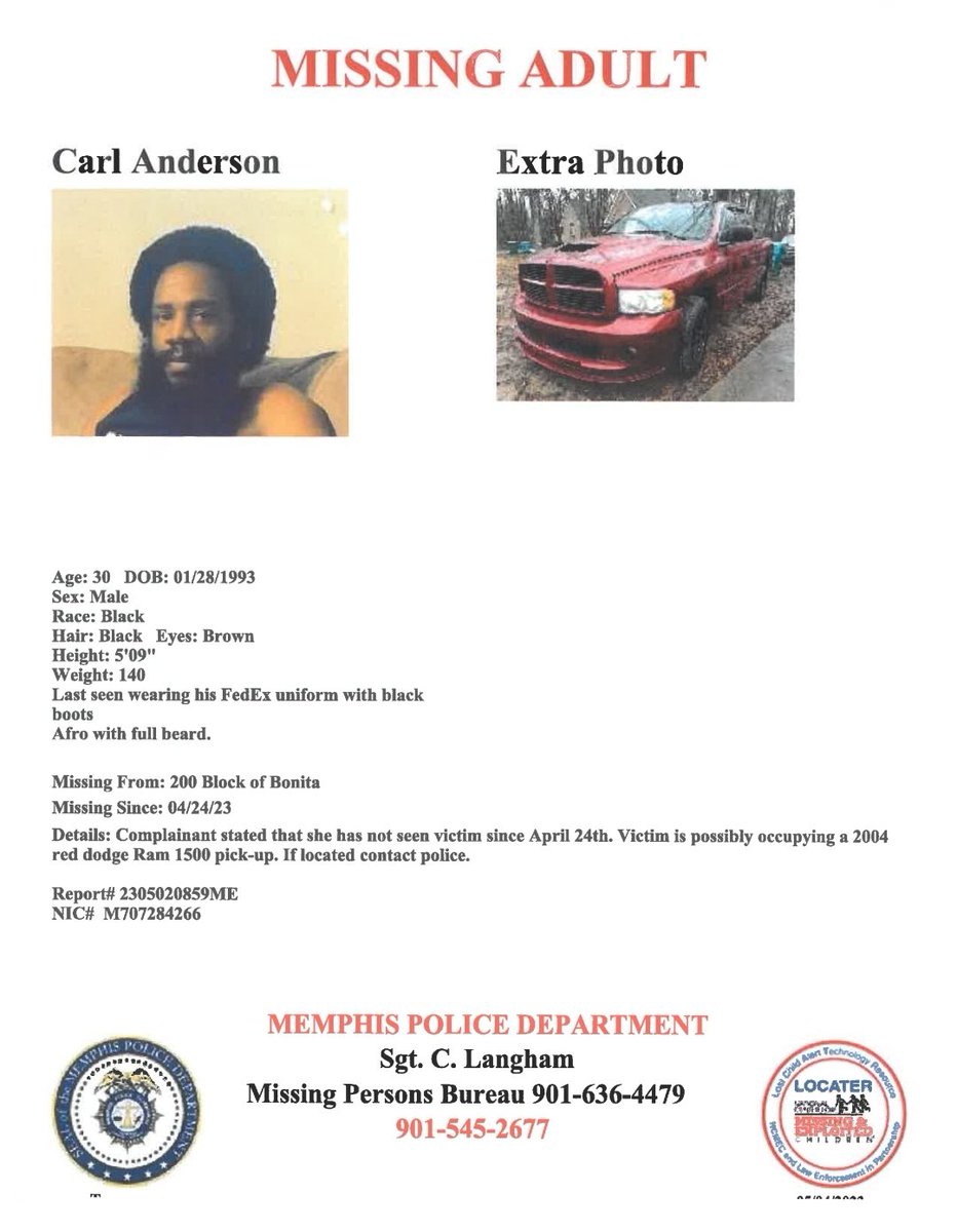 Have you seen Carl Anderson?
Report #2305020859ME