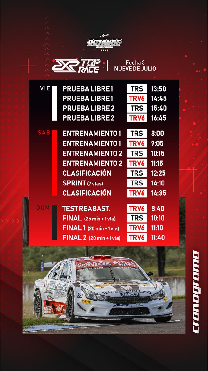 ⏰️ Cronograma 
.
#TRV6 #TRSeries #Fecha3 #TR9deJulio