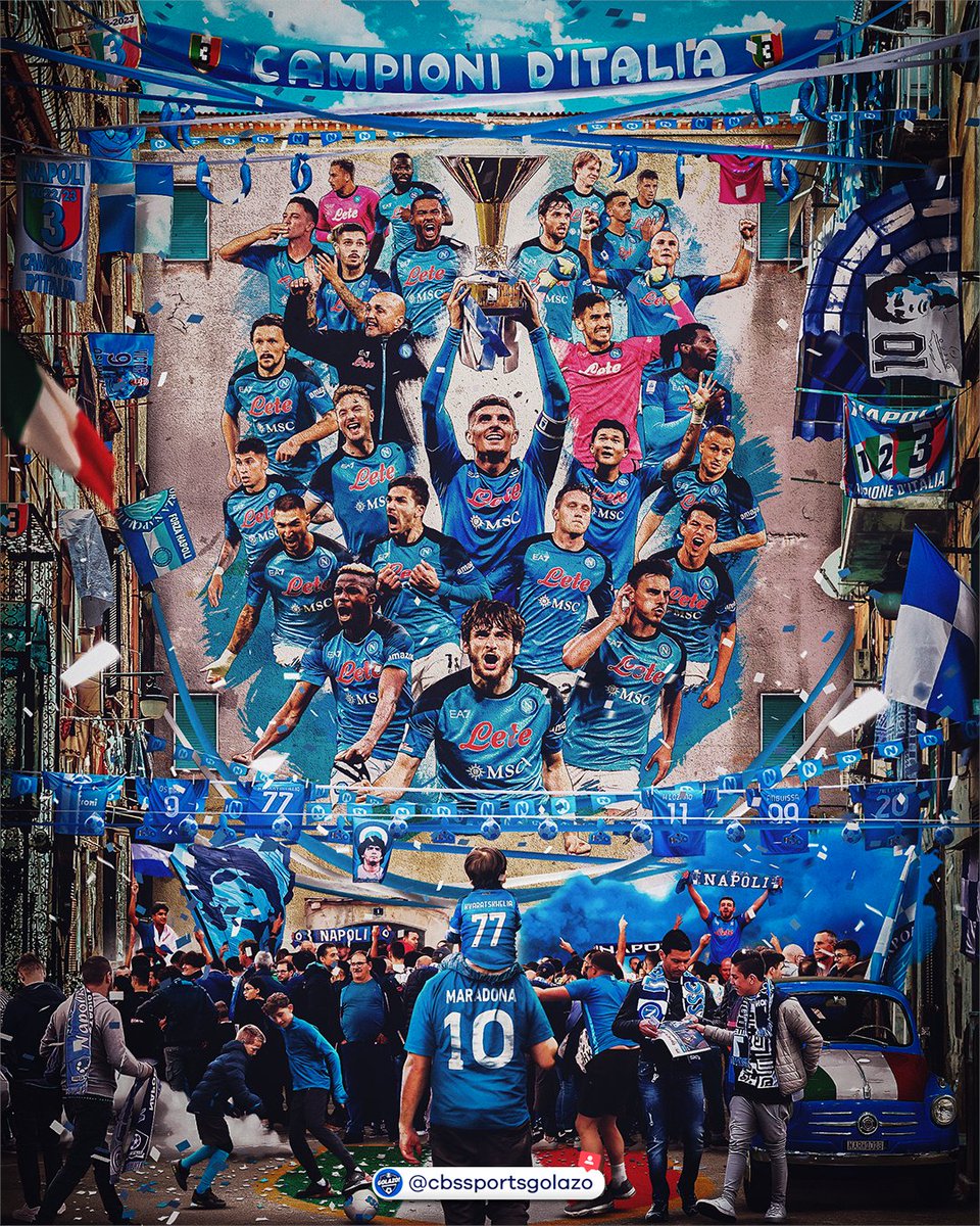 CBSSportsGolazo's tweet photo. NAPOLI WIN THEIR FIRST SCUDETTO IN 33 YEARS. 🏆

CAMPIONI D'ITALIA. 💙 https://t.co/dbzUmEMKpM