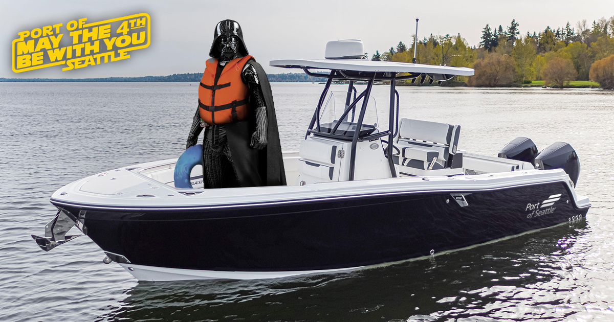 PortofSeattle's tweet photo. Light sabers optional, life vests required. Happy boating! #Maythe4thbewithyo https://t.co/ZYnXNL248D