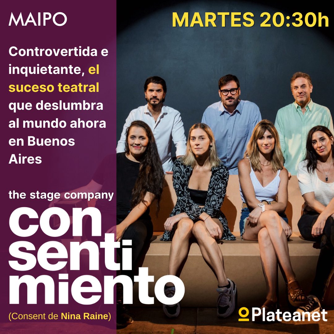 Seguimos los MARTES con #Consentimiento en el <a href="/Teatro_Maipo/">Teatro Maipo Oficial</a>! 
Una obra controvertida e inquietante que seguramente te va a hacer pensar ¿de qué lado estás? 
🎟️ Entradas en <a href="/Plateanet/">Plateanet</a> plateanet.com/obra/25660?obr…
O en boletería del teatro todos los días de 10 a 20h