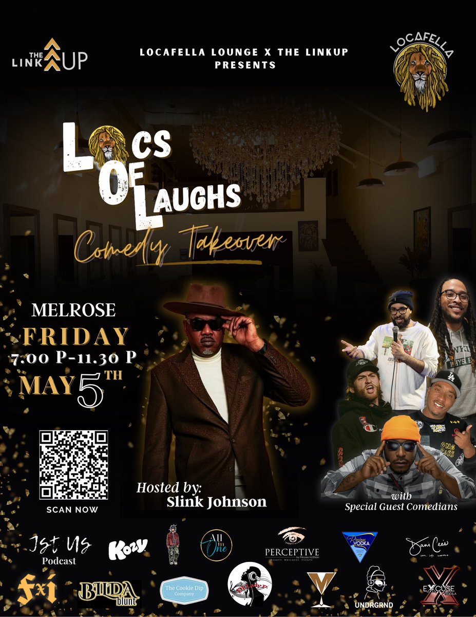 If you’re around #Melrose on Friday make sure y’all pull up! 

Exclusive red carpet mixer with a comedy takeover with a lixury
Vip upper level lounge and incredible energy the whole night!?!?
What else y’all need? 

#LocsOfLaughs